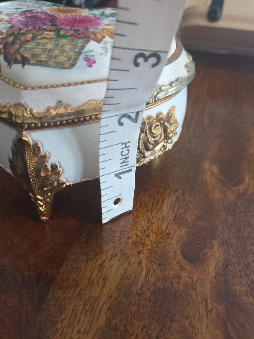 Vintage Sankyo Heart Shaped Porcelain Music Box - 